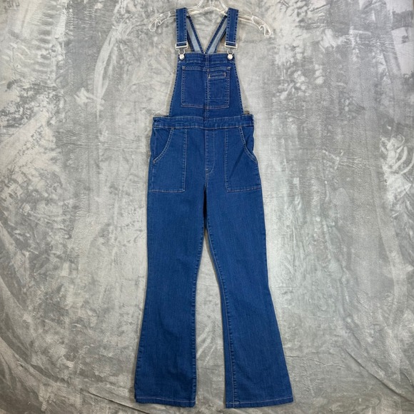 Gap 1969 Denim - Gap 1969 Flared Denim Overalls Women's Size S Small Blue Med Wash Denim Jumpsuit
